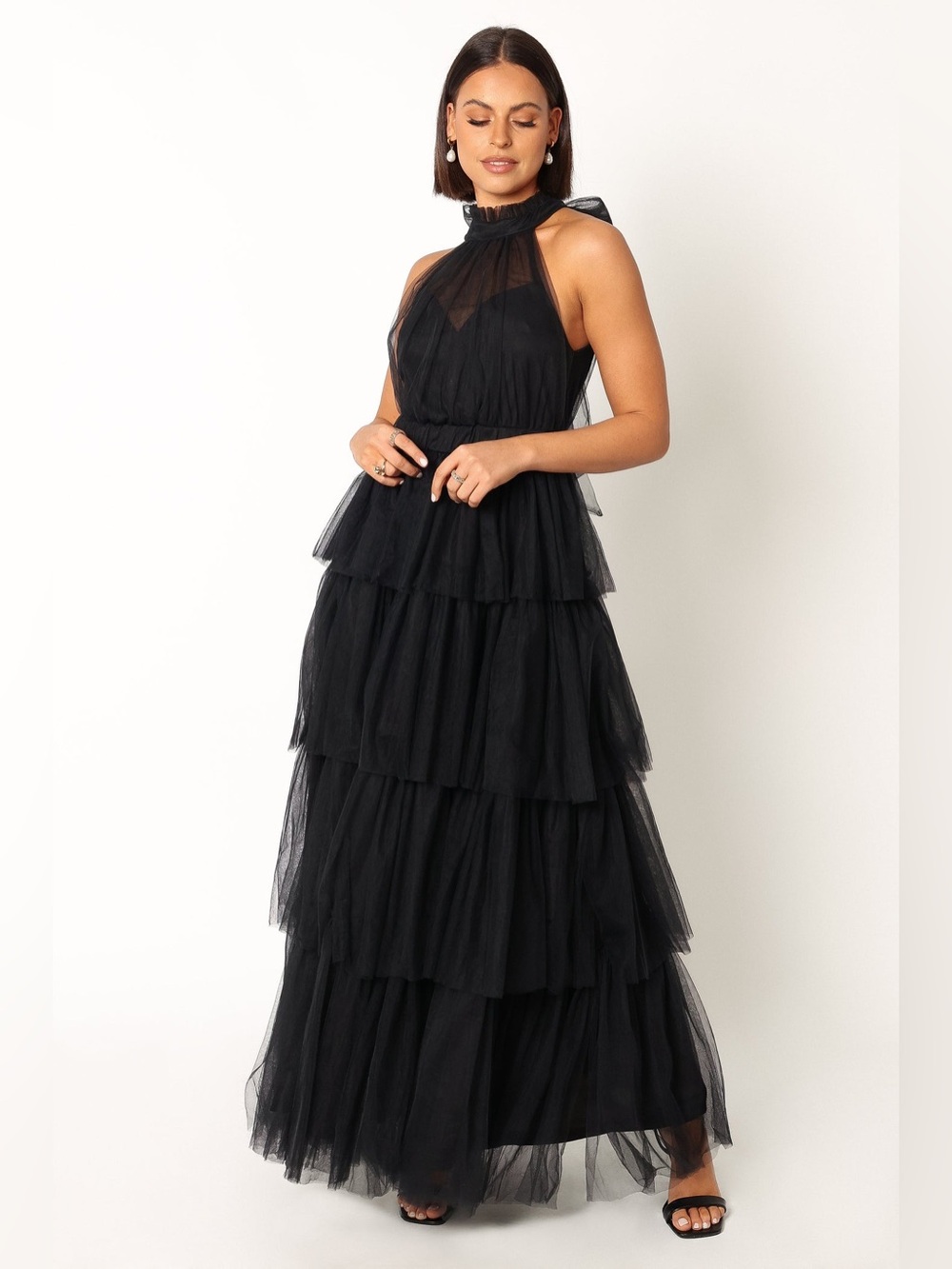PETAL & PUP Frances Halterneck Black Dress M